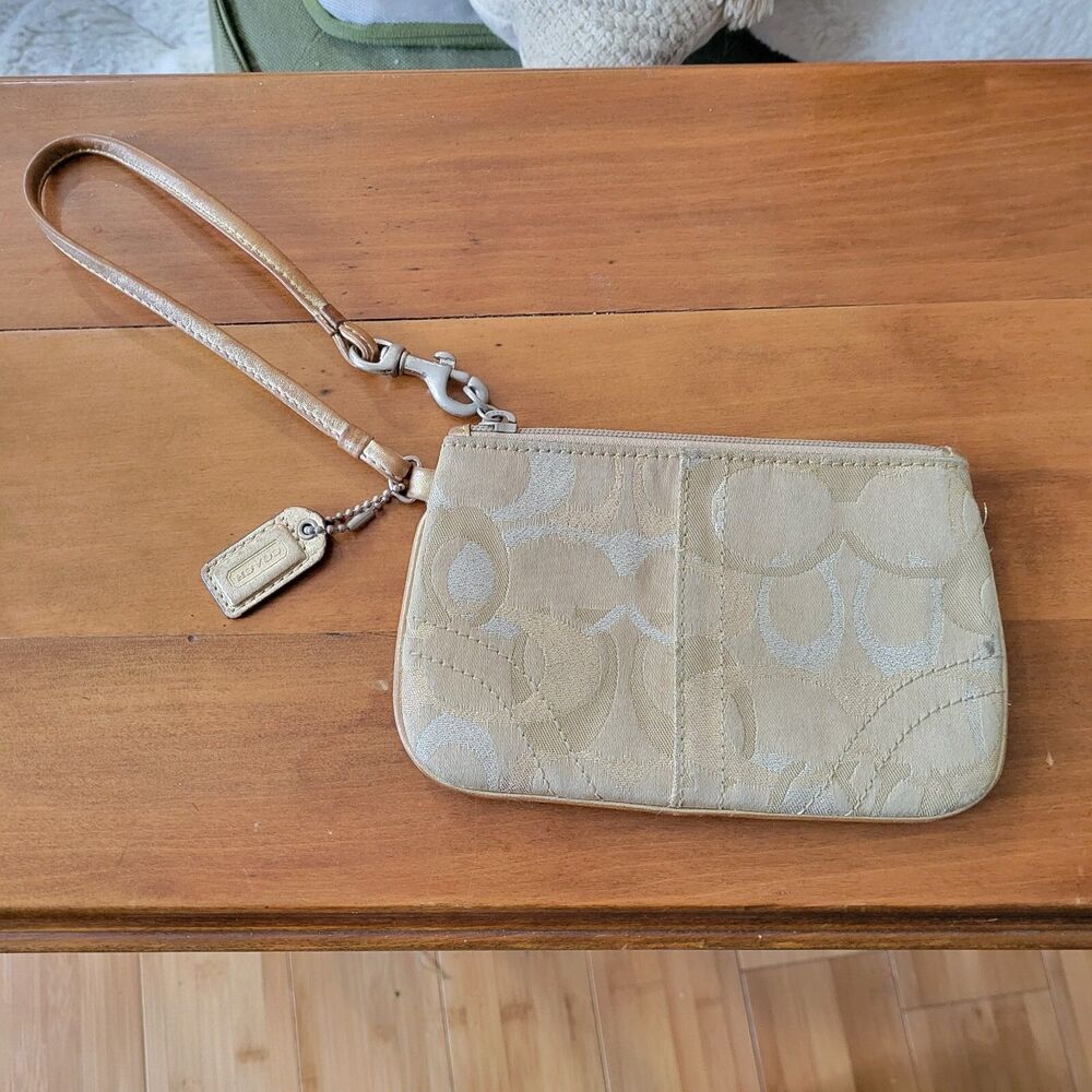Authentic Coach Wristlet Wallet Yellow Gold Strap Good Condition